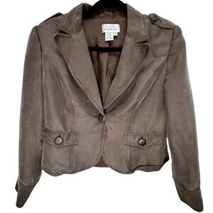 Adrianna Papell 100% Silk Collared Short Jacket Y2K Boxy Jacket Size 10